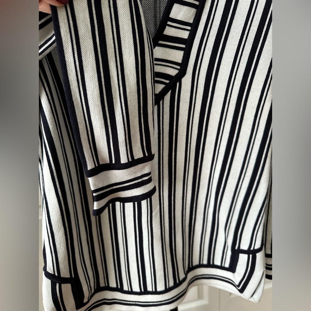 Tory Burch Black and Ivory Cotton Striped Knit Tunic - Picture 8 of 14